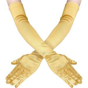 Women's Satin Dark Gold Long Gloves Costumes Elbow Length Evening Party Prom